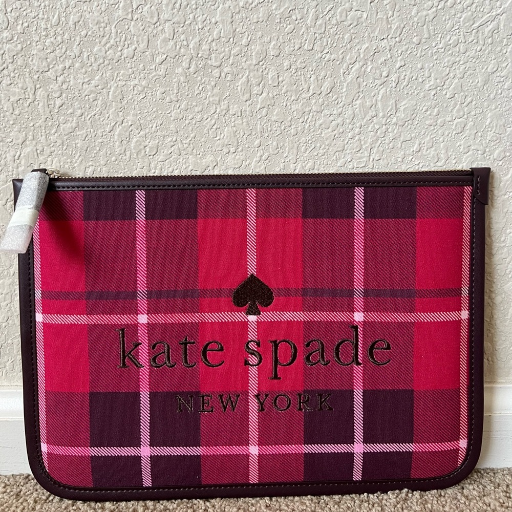 ella plaid large zip pouch